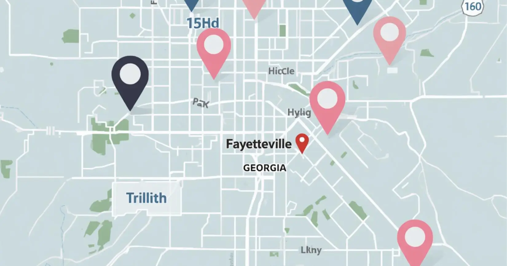 Map illustration of Fayetteville GA area