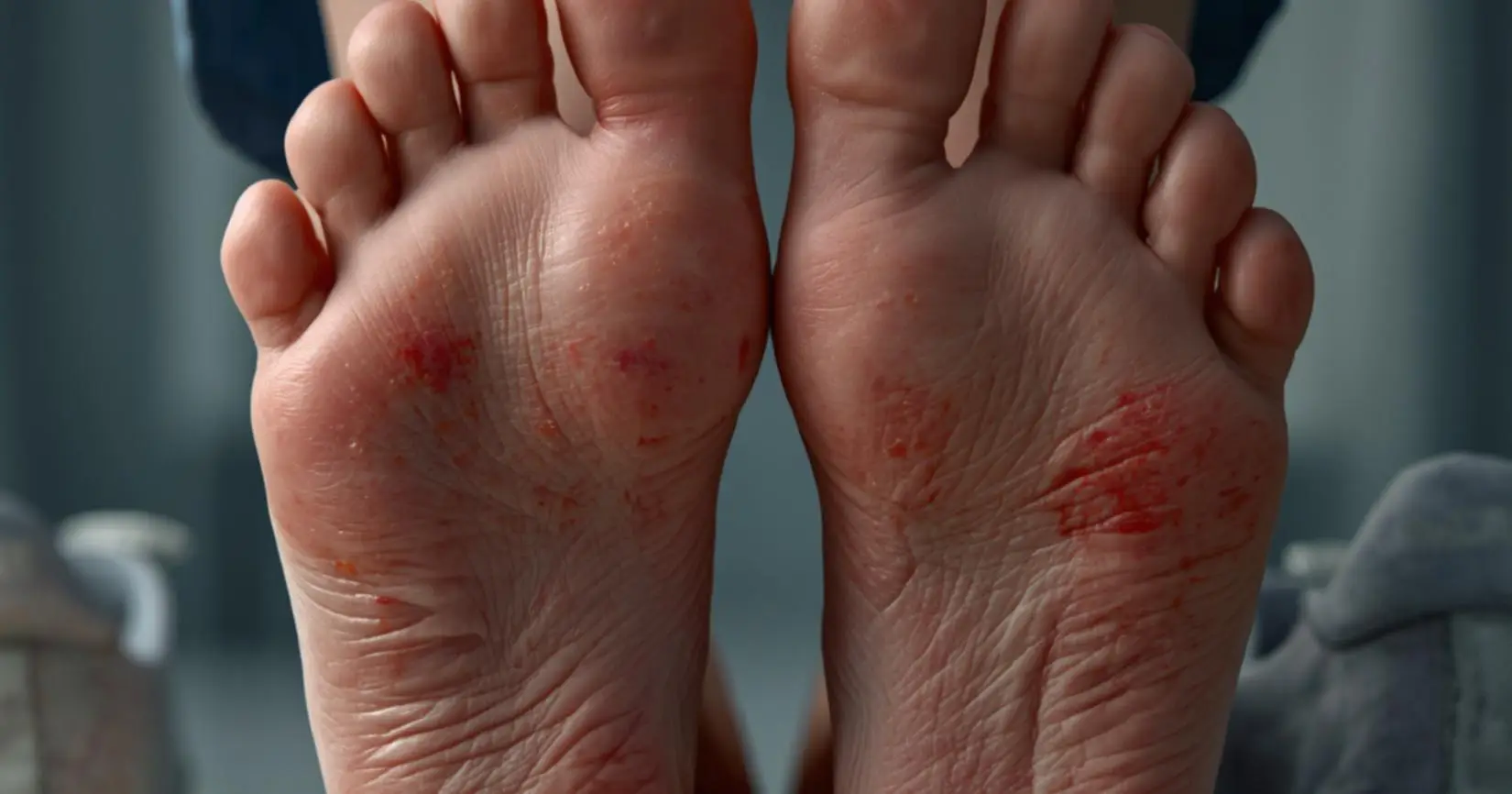 Tired feet of a nurse after a long shift
