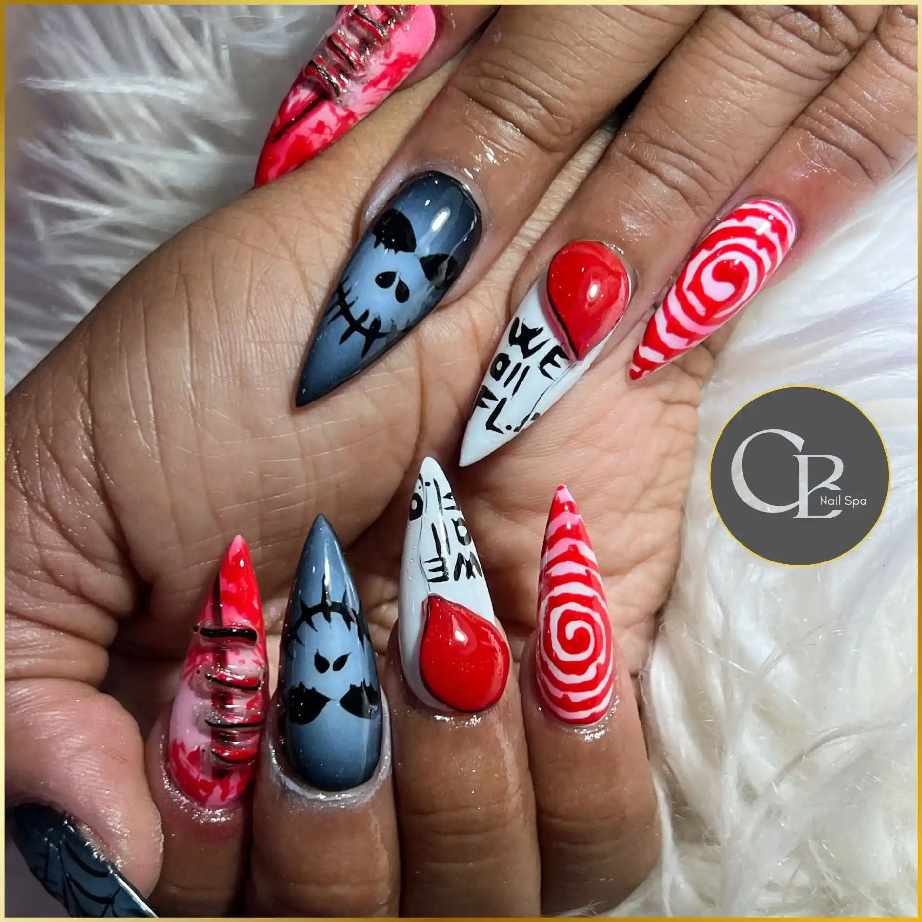 Halloween Horror Theme Stiletto Nails nail design