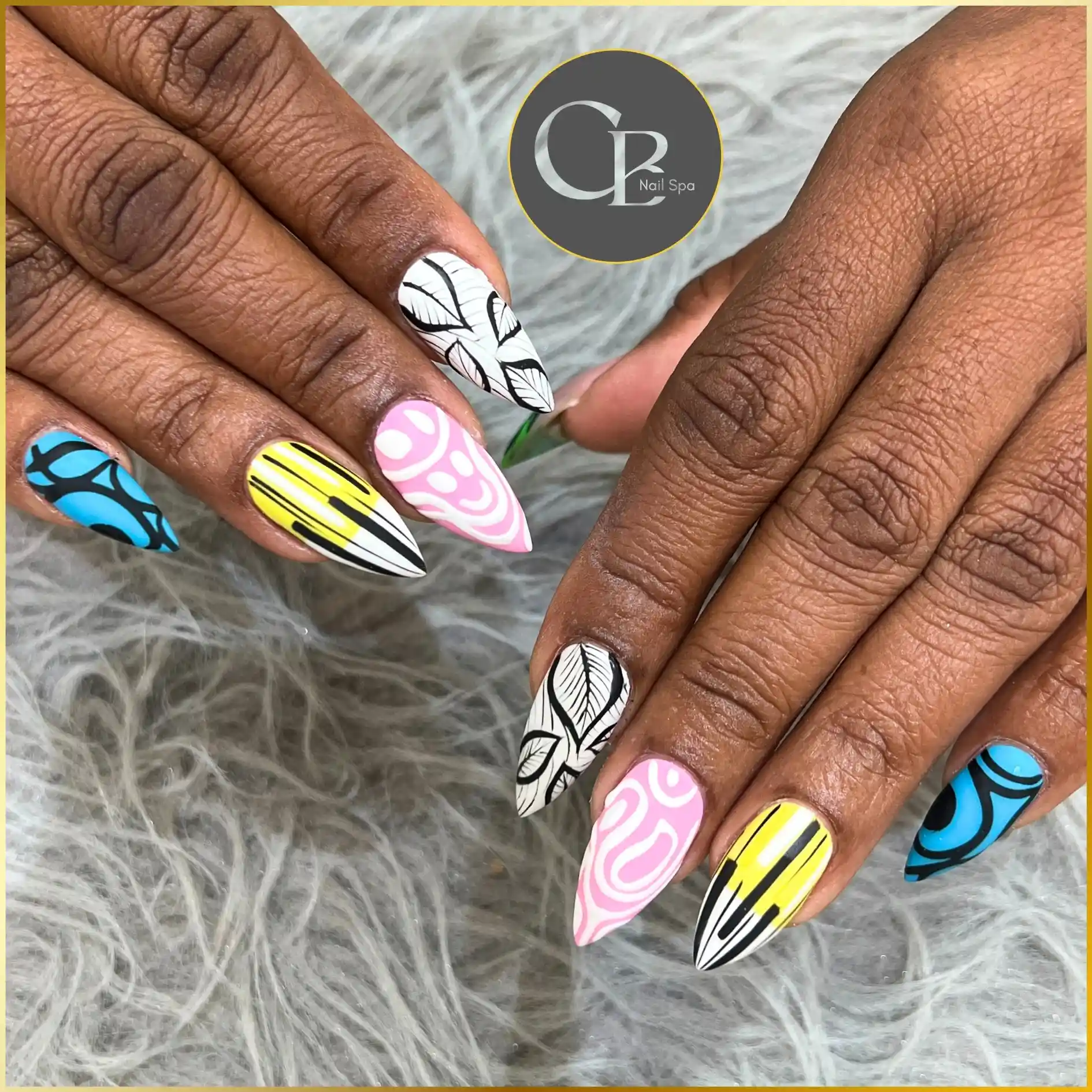 Pop Art Geometric Stiletto Nails nail design